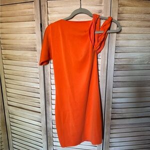 Orange Knot-Shoulder Dress